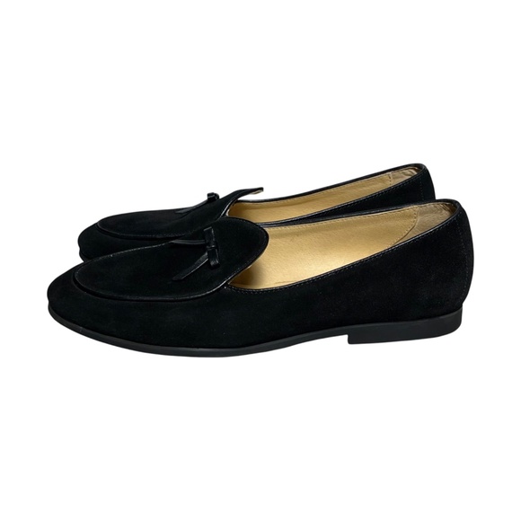 Journey West Suede Slip-on Belgian Loafers Shoes Size 8.5M Black Bow - Picture 3 of 13